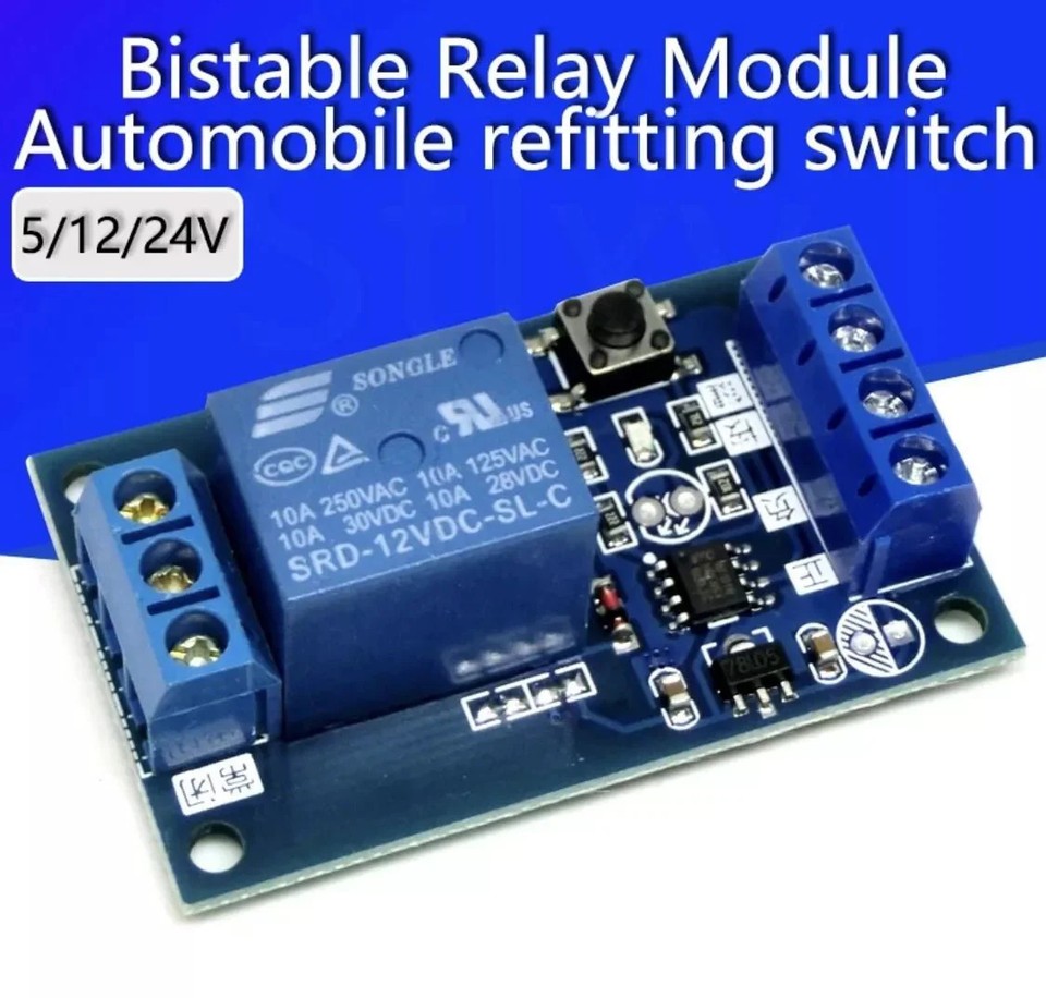 5V 12V 24V Single Self Locking Latching Bistable Interlock Relay Module ...