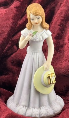 Vintage 1982 Enesco Growing Up Birthday Girls Age 12 Figurine Brunette  5 1/2''