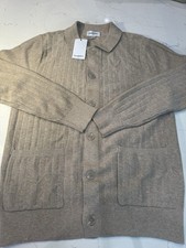Goodfellow  Co Beige Collared Button-Front Cardigan Sweater w/ Pockets Sz M