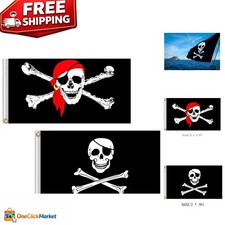 Set of 2 2' x 3' Pirate Flags - Jolly Roger Red Scarf for Outdoor Fun