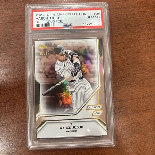 2025 Topps MVP Collection Aaron Judge Rose Gold Foil /17 PSA 10