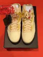 Jordan Air Jordan 5 SP Off-White Sail Fire Red Sneakers DH8565-100 Men  s 9 US