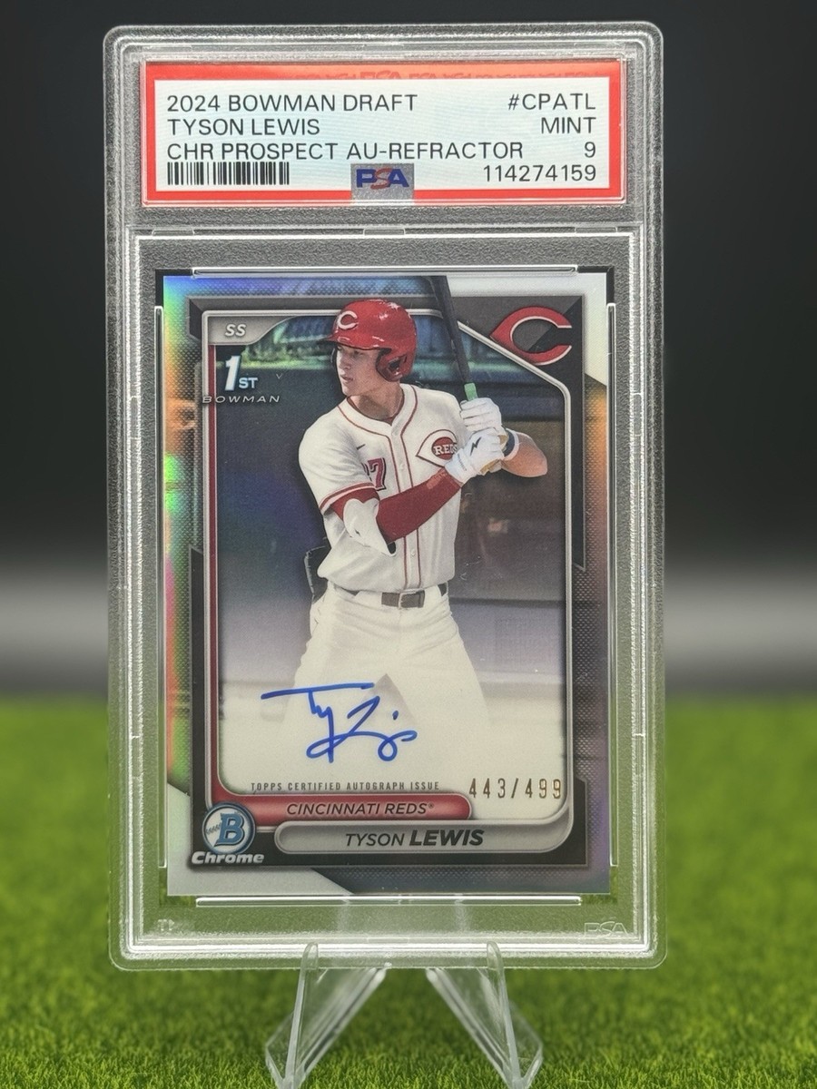 Tyson Lewis 2024 Bowman Draft Chrome 1st Refractor Auto /499 PSA 9