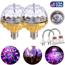 2× Christmas Disco Party Colorful Rotating Magic Ball Lights w/ Lamp Holder US