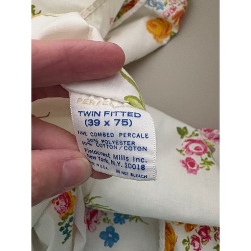 Lotto di 2 lenzuola vintage Fieldcrest Smithsonian floreali gemelle 50% misto cotone - Foto 6 di 12