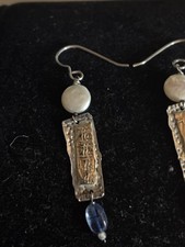 SREBRNE KOLCZYKI GUZIKI PERŁA SREBRO STERLING PÓŁSZLACHETNE Z ARKUSZA PODPISANE