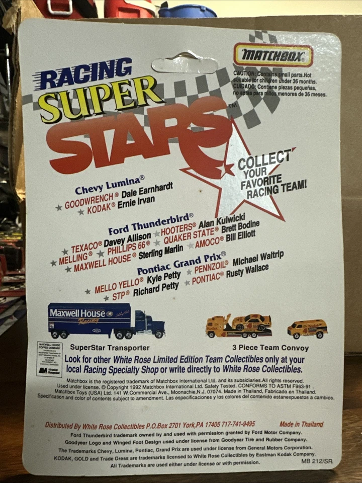 Matchbox Super Stars 1992 NASCAR #26 Quaker State Brett Bodine Foto 2 de 2