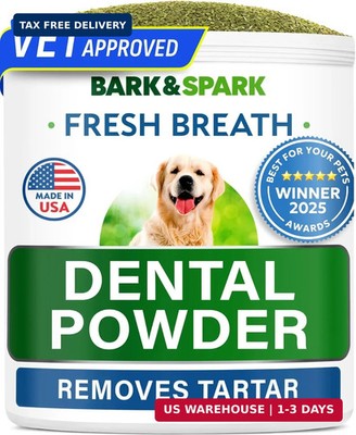 BARK&SPARK Dog Teeth Cleaning Powder & Breath Freshener, Dental Powder Cleaner f