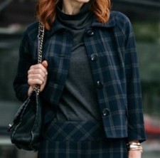 CAbi Navy Plaid Blazer Jacket Academia Preppy M