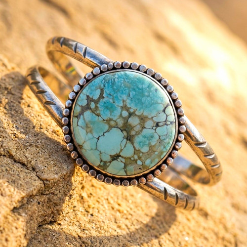 Handcrafted Turquoise and Sterling Silver Cuff Bracelet