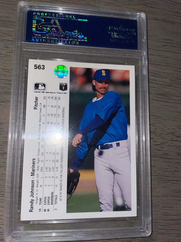 Randy Johnson 1990 Upper Deck certificado PSA/DNA auténtico automático #563 HOF Mariners Foto 4 de 4