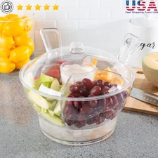 Ice Bowl Cold Serving Dish with Lid Utensils Ice Compartment Chilled Foods Perfe