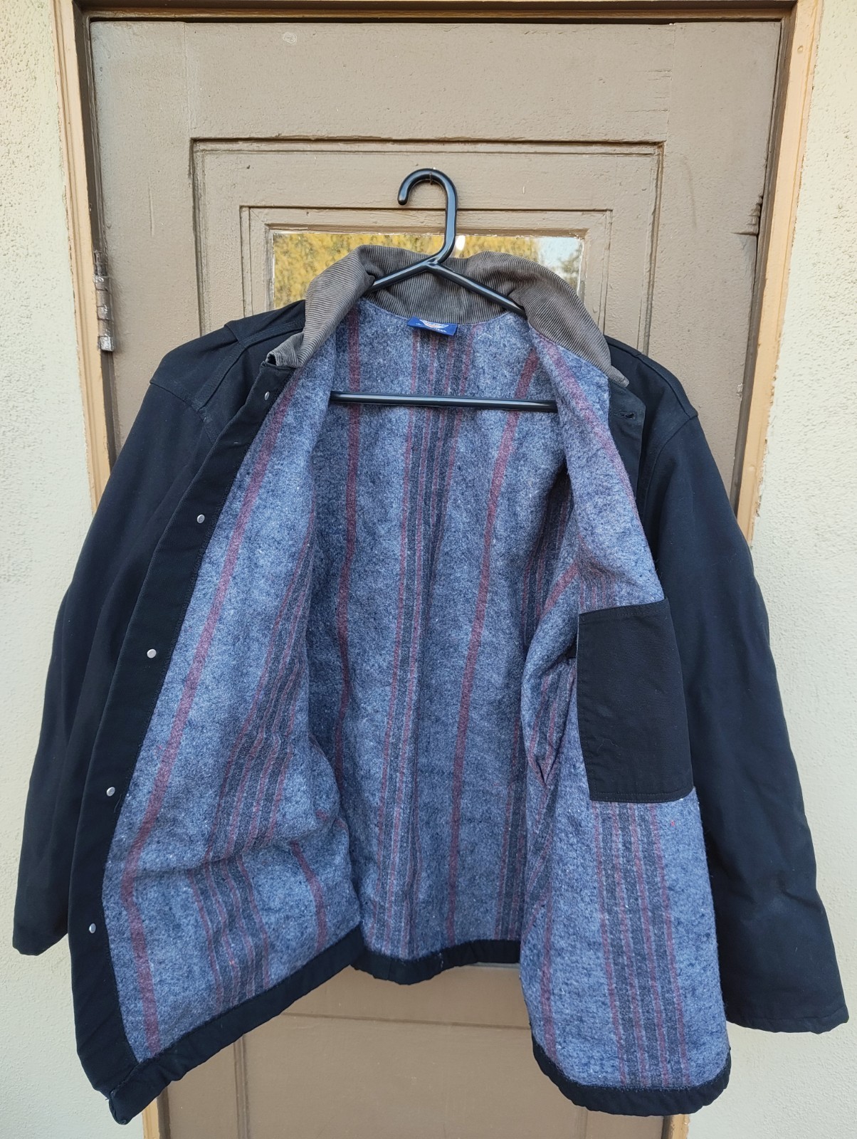 Vintage Dickies Denim Chore Jacket Corduroy Collar, Flannel Lined, 3XL image 2