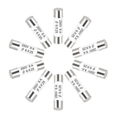 10 x Keramikpatrone Sicherungen 8A 250V 6x25mm für Verstärker Energiesparlampe