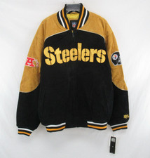 NWT NFL Men's Pittsburgh Steelers Leather Suede Varsity Jacket Size XL VT735