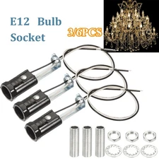 3/6pcs E12 Bulb Socket 2.44 Inch Height Candelabra Base Lamp Holder 11.8'' Wire