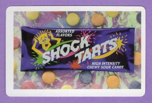 1 Single Swap Playing Card FUN SHOCK TARTS AD CHEWY SOUR CANDY COLORFUL