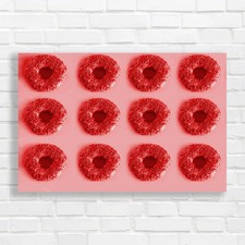 Delicious Donut Sprinkles A Minimalist Food Red Canvas Print Large Picture Wall