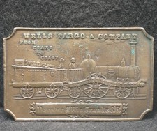 XD13154 AMAZING VINTAGE 1970s **WELLS FARGO & CO.** RAILROADS TRAIN BELT BUCKLE