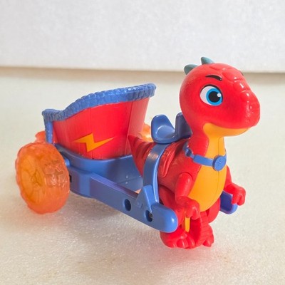 Jazwares Dino Ranch Jon & Blitz's Chariot Vehicle Red & Orange Dinosaur 7''