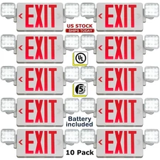 LED Edge Lit Exit Sign Emergency Red Light with Battery Back-Up UL924 ETL Listed