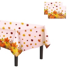 2Pack Thanksgiving Tablecloths 54x108" Disposable Fall Pumpkin Maple Leaf Design