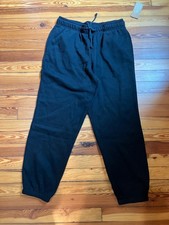 Eddie Bauer Vintage Soft Jogger Womens M Black Fleece Sweatpants Cuffed NWT 80
