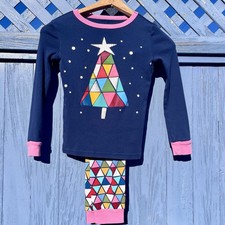 Gymboree Size 8 Christmas Tree Holiday Pajamas Gymmies 2 Piece Blue Multicolor