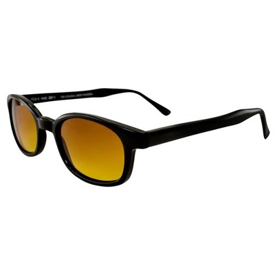 KD's Biker Shades Black Frames Blue Buster Amber Lens as Seen On Sons of Anarchy