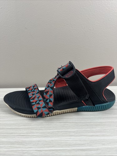 Chaco Sandals Womens Hiking Red Teal Black Strap Vibram Sole Shoes Size 9 - Picture 2 of 17