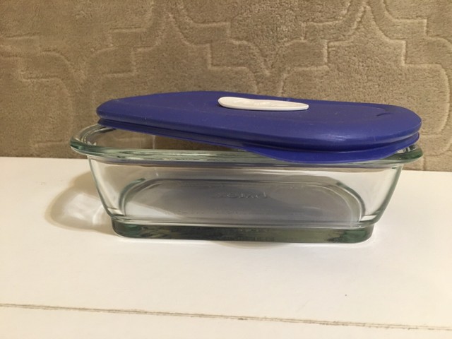 PYREX Clear Square Dish 6.5 Cup-1.5l With Blue Lid Original Retired Small Square Pyrex Dish With Lid
