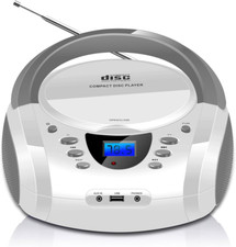 CD Player Portable Boombox with FM Radio/Usb/Bluetooth/Aux Input and Earphone Ja