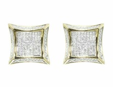 10k Yellow Gold Over Lab-Created Diamond Mens Womens Kite Shape Stud Earrings