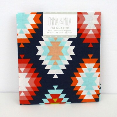 Fat Quarter Diamonds Aztec Blue Sewing Quilting Fabric 18''x21'' Create It
