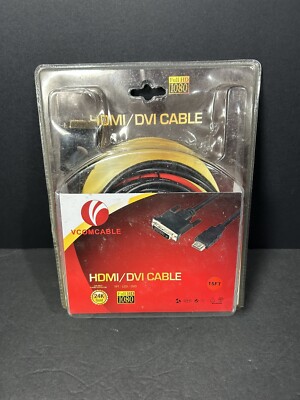 NEW VCOMCABLE HDMI to DVI Cable 15'  1080HD 24K Gold Pins