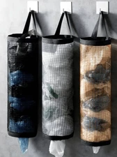 1 PC Wall-Mounted Garbage Bag Holder - Hanging Mesh Organizer for Kitchen Use