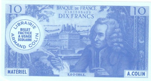 10 Francs Voltaire billet scolaire neuf (093 * - bis ) - Picture 2 of 2