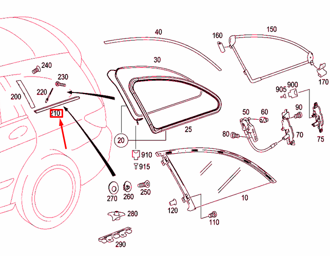 MERCEDES-BENZ R W251 Rear Right Side Window Bottom Trim A2516907880