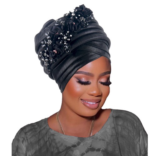 Muslim Women African Hijab Hats Turban Auto Gele Headtie Nigerian Wrap Head Caps - Foto 17 di 36