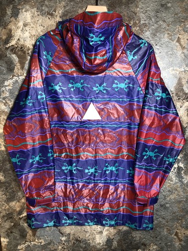 Vintage 90s LL Bean Kids Raincoat XL 18-20 Aztec Tribal PVC Snap Long - Picture 2 of 12