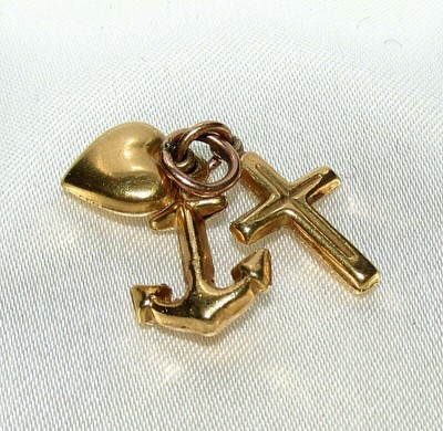VINTAGE 9ct YELLOW GOLD FAITH HOPE LOVE 