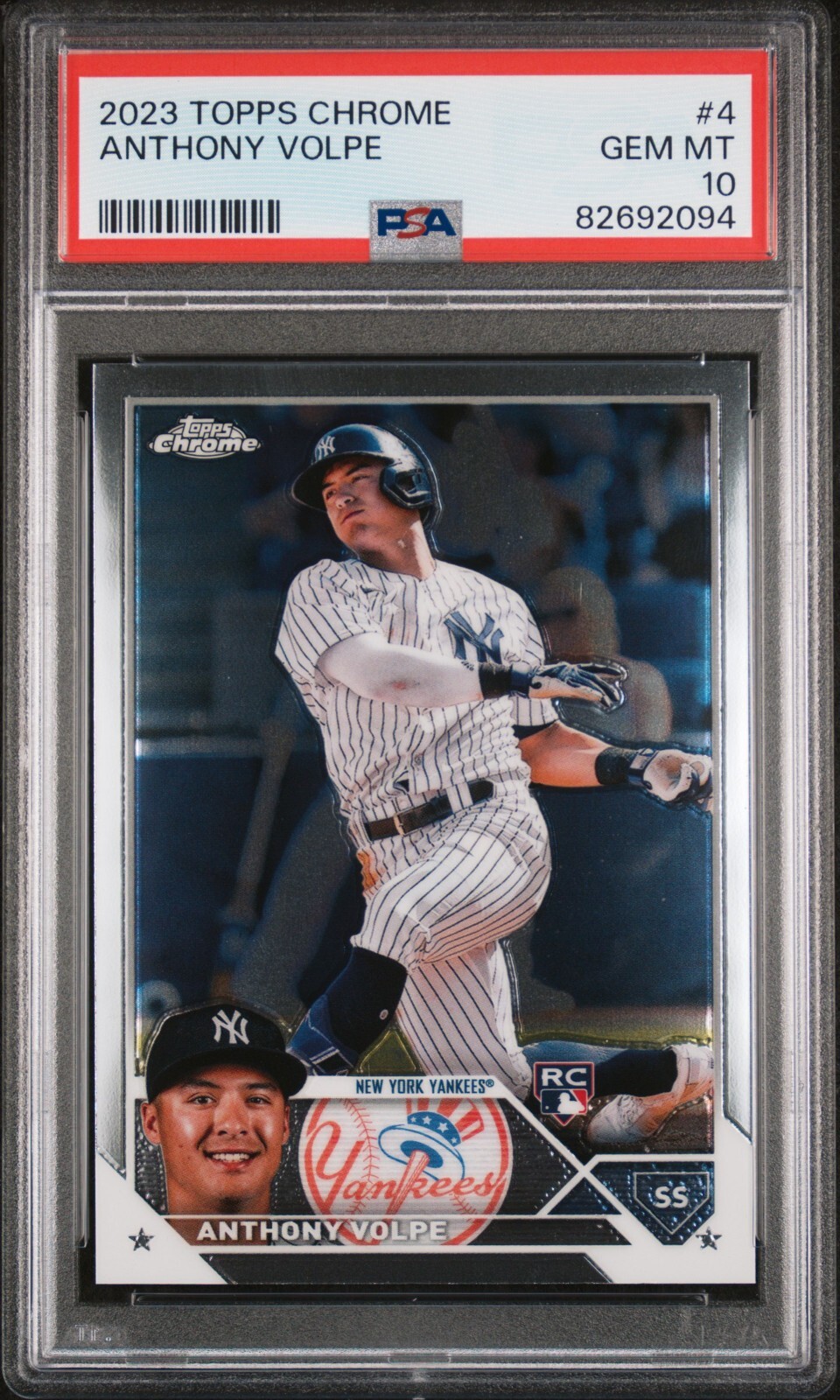 Anthony Volpe 2023 Topps Chrome Rookie #4 - PSA 10 - GEM MINT - Yankees !