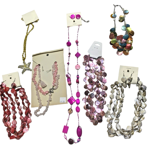 LOT of Beach Jewelry Bracelet Necklace Earrings Shells Stones Mix NWT