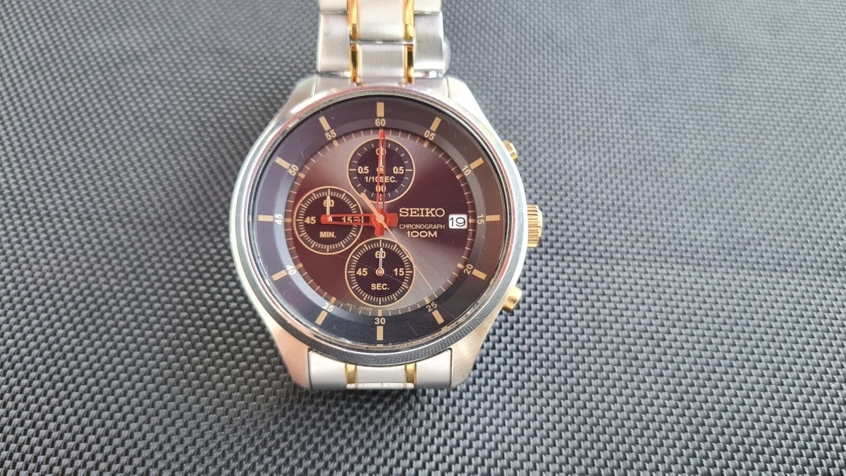 SEIKO 4T57 00G0 CHRONOGRAPH WATCH BLACK & GOLD STEEL STRAP | eBay