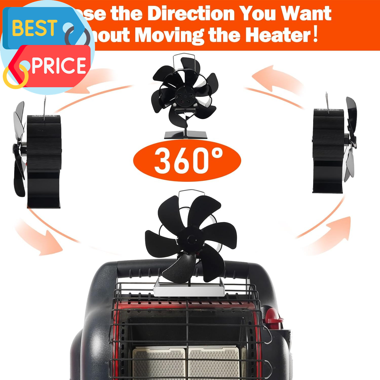 Wood Stove Fan for Buddy Heater, Heat Powered Fireplace Fan Thermoelectric Therm