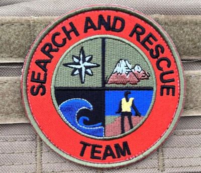 Search and Rescue Team Patch HOOK LOOP Badge SAR K9 Helicopter Air Coast Support