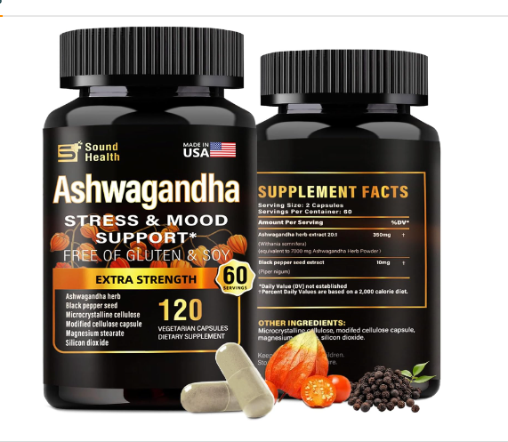 Organic Ashwagandha Capsules Supplement - 7000mg Herb Powder Equivalent