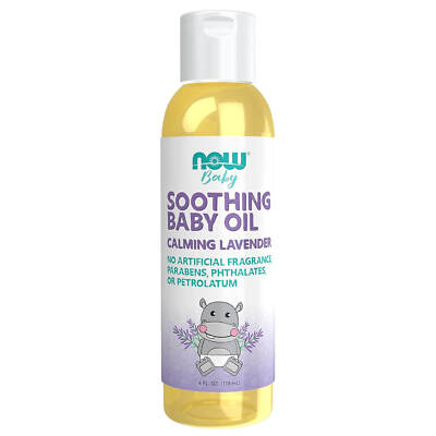 NOW Soothing Baby Oil Calming Lavender - 4 fl  No Artificial Fragrance, Parabens