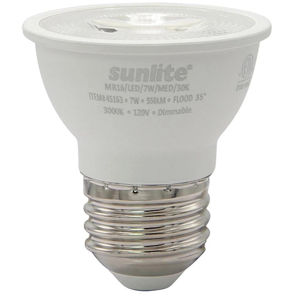 Sunlite PAR16 Recessed Spotlight Bulb Short 7W E26 Base 3000K Warm White 6 Pack - Image 2 of 2