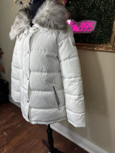 Chaqueta acolchada SAM Eldelman blanca brillante abrigo corto para mujer nieve *M - Imagen 2 de 6